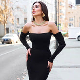 Knitted Shein Long Sleeve off Shoulder Slim Slimming Tight